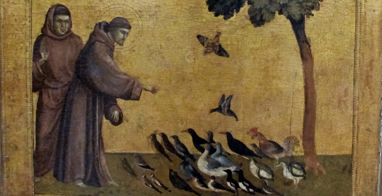 Giotto_di_bondone 2 - © Wikipedia - Franz predigt den Vögeln, Gemälde von Giotto (1297-99)