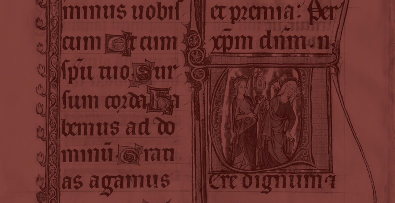 ecclesia & synagoga initial - © IMAGO/piemags   -   Initiale in Misslae (um 1300) mit antijüdischer Ikonografie von Ecclesia und Synagoga 