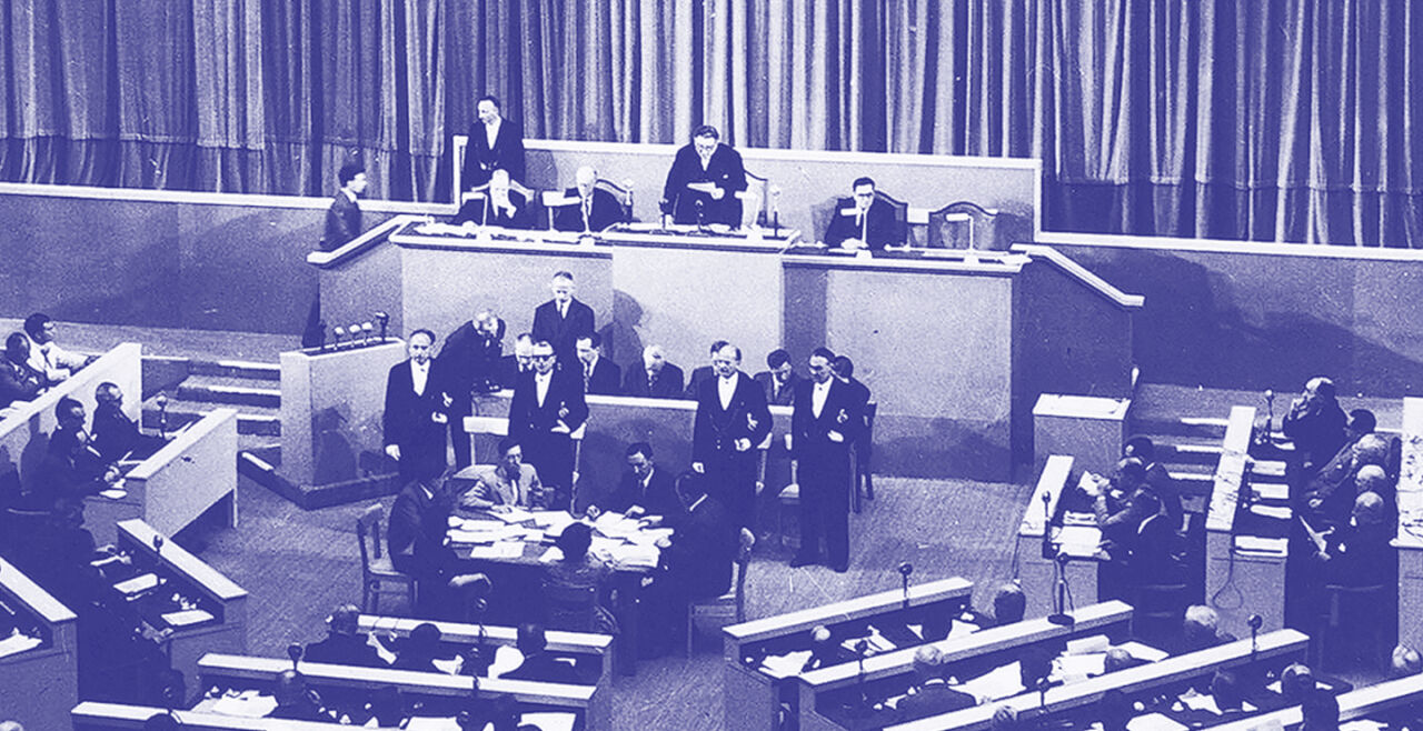 Guter Rat für Europa - In den 1950er-Jahren tagte der Europarat mangels eines eigenen Versammlungsorts noch in der Universität Straßburg. - © akg-images / picturedesk.com
