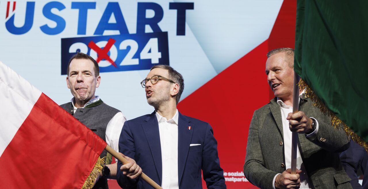 Harald Vilimsky, Herbert Kickl und Mario Kunasek. - © Foto: APA / Erwin Scheriau