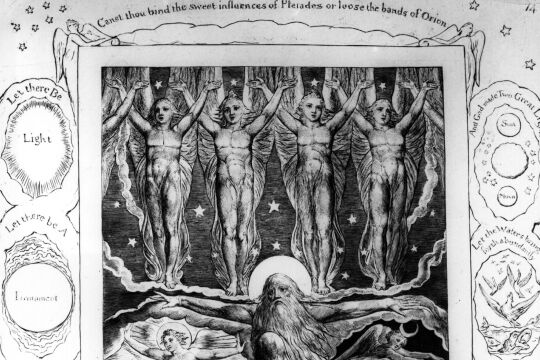 Schöpfungsbilder - © Getty Images / Hulton Archive (Illustration von William Blake (1757–1827) zur  Beschreibung der Schöpfung im Buch Ijob (Ijob 38,7))