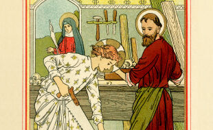 Josef und Jesus in der Werkstatt - © iStock/whitemay