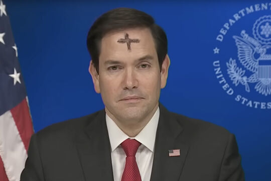US-Außenminister Marco Rubio mit Aschenkreuz - © Screenshot: www.youtube.com/@FoxNews