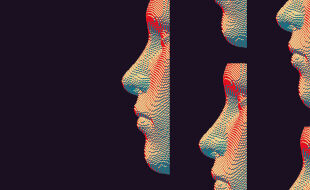 Psychotherapie Selbst Ich Erkenntnis  - Mehrere stilisierte Gesichter in Profilansicht, die aus farbigen Punkten bestehen und auf dunklem Hintergrund angeordnet sind - © Illustration: Adobe Stock / Login