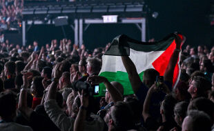 Eine Palästina-Flagge im Publikum des ESC. - Eine Palästina-Flagge im Publikum des ESC. - © APA / AFP / Fabrice Coffrini
