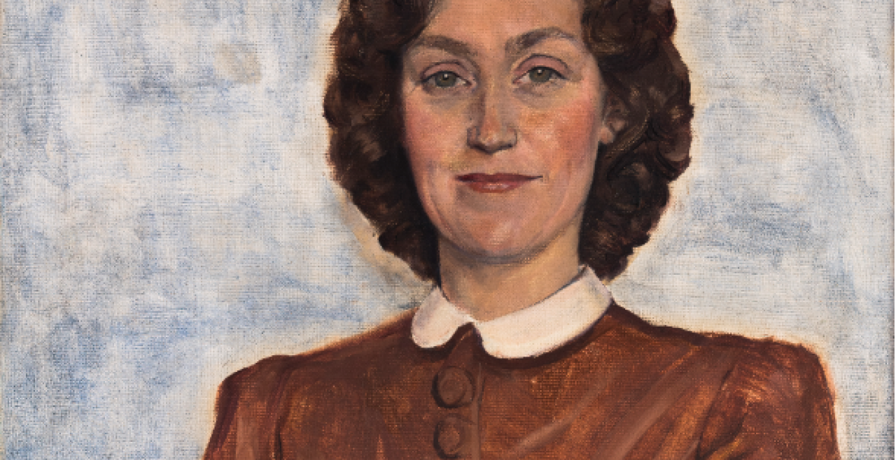 Porträt einer Dame - © elka Platek „Porträt einer Dame im roten Kleid“, 78 × 57,5 cm, Öl auf Leinwand,1942; Foto: Hubert Auer /  Museum Kunst der Verlorenen Generation