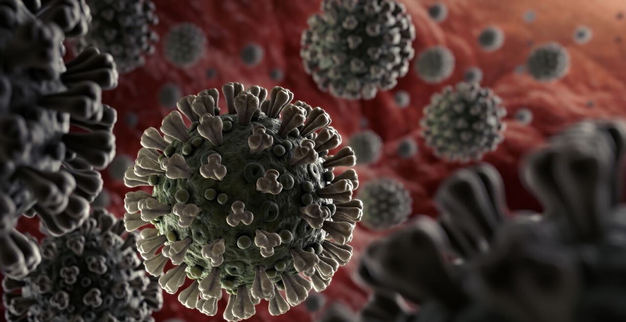 Coronavirus SARS-CoV-2 - Der neuartige Krankheitserreger hat charakteristische Zacken, die an die Rezeptoren von menschlichen Zellen andocken und so in den Körper eindringen. Für eine Infektion dürften bereits geringe Virusmengen ausreichen. - © Foto: iStock/ fpm
