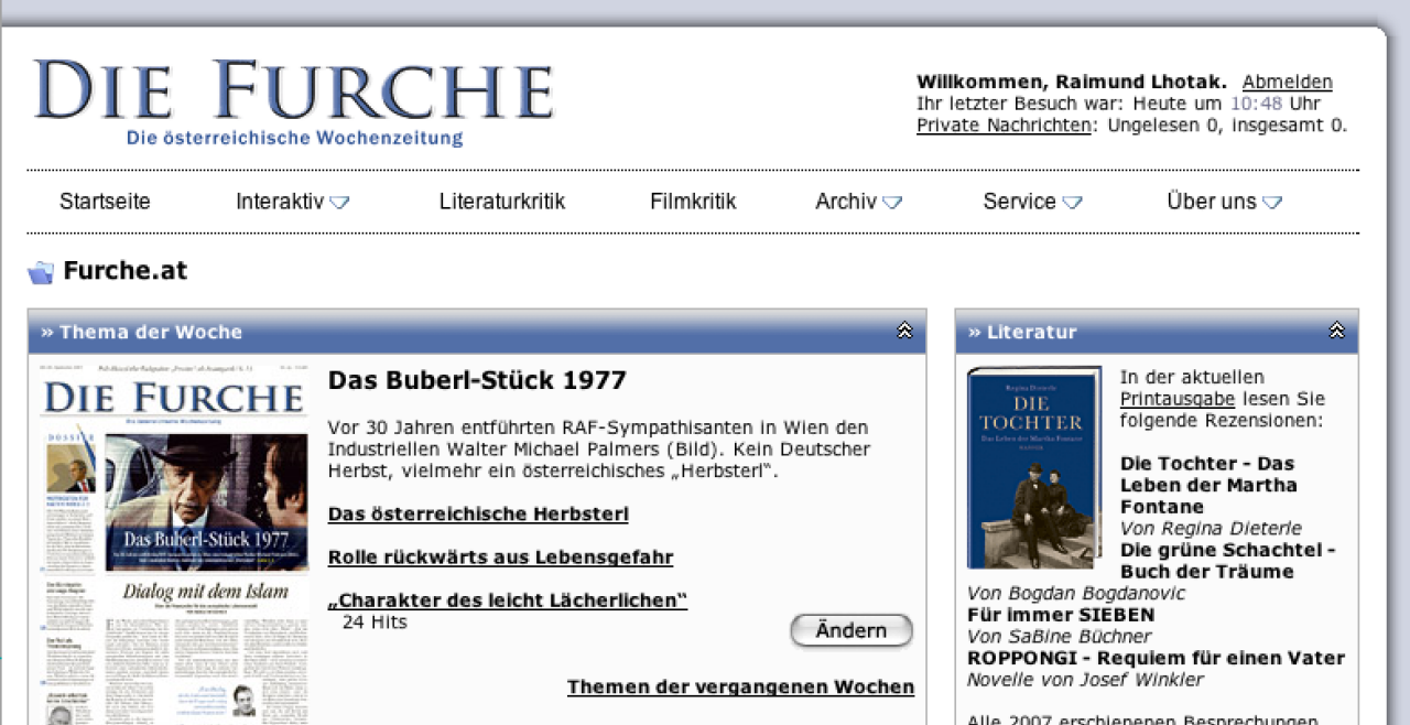 furche homepage - © Die Furche