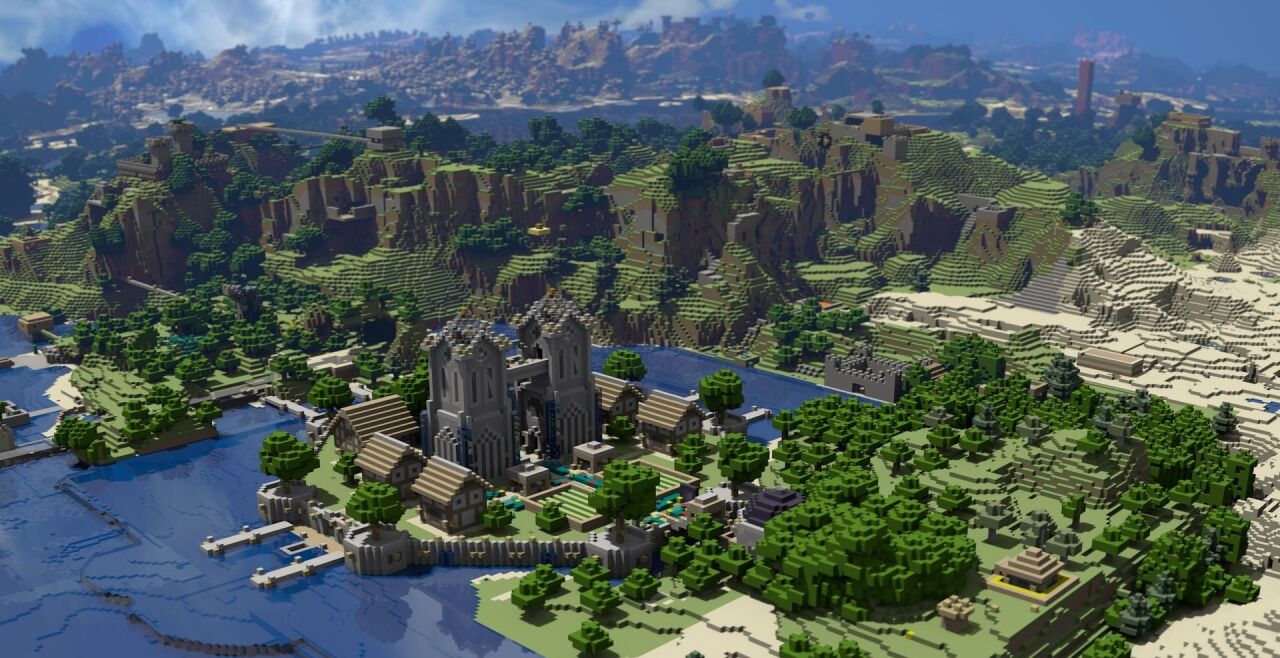 Minecraft-Welt aus Ecken & Kanten - Minecraft-Spieler gestalten ihre Welten aus lauter Blöcken. Die Würfel bestehen aus Erde, Holz oder Erzen und werden von den Spielern in Bergwerken abgebaut – daher der Name des Spiels.<br />
  - © Screenshot: wallup.net/minecraft-78