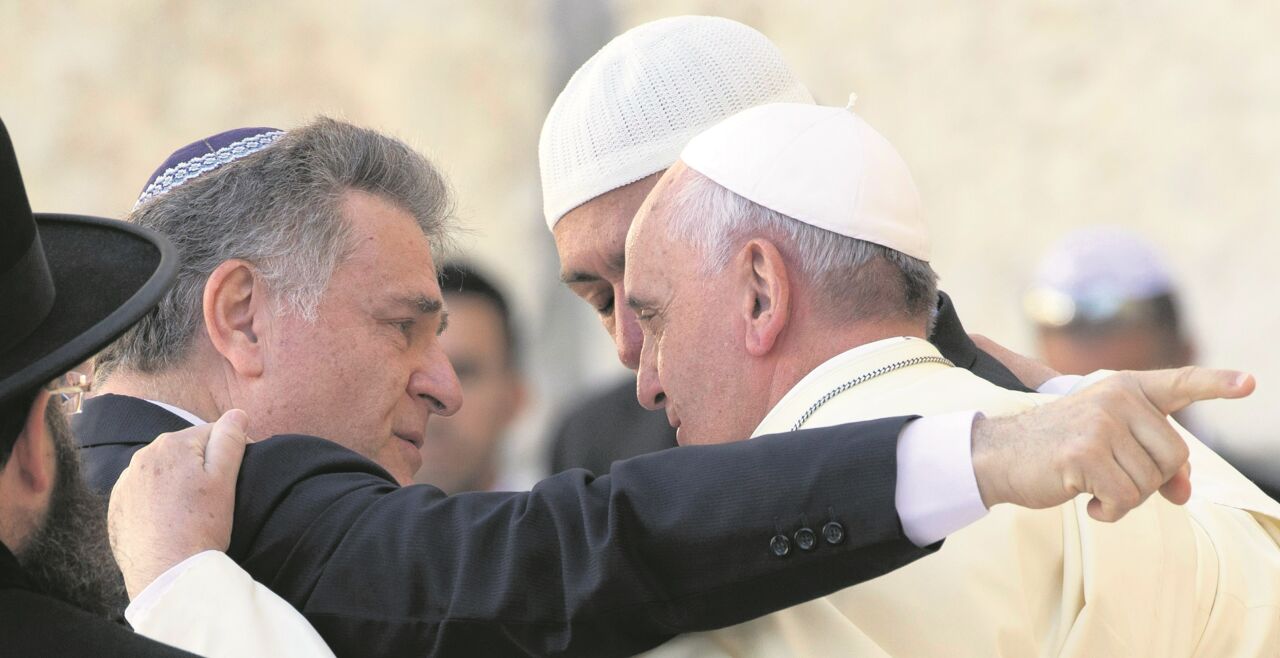popeskorka - © AFP / Andrew Medichini    - Rabbi Abraham Skorka mit Papst Franziskus